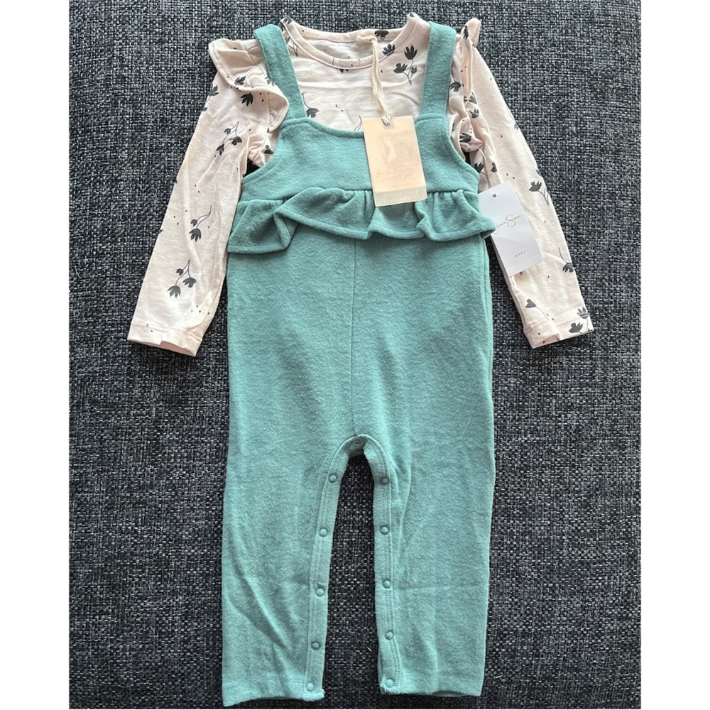 NWT Jessica Simpson Teal Overall Set Size 24 Months